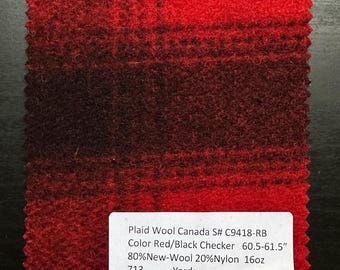 Heavy Wool Plaid Canada Navy / Schwarz Karo 16 Unzen Wolle-Nylon-Mischung