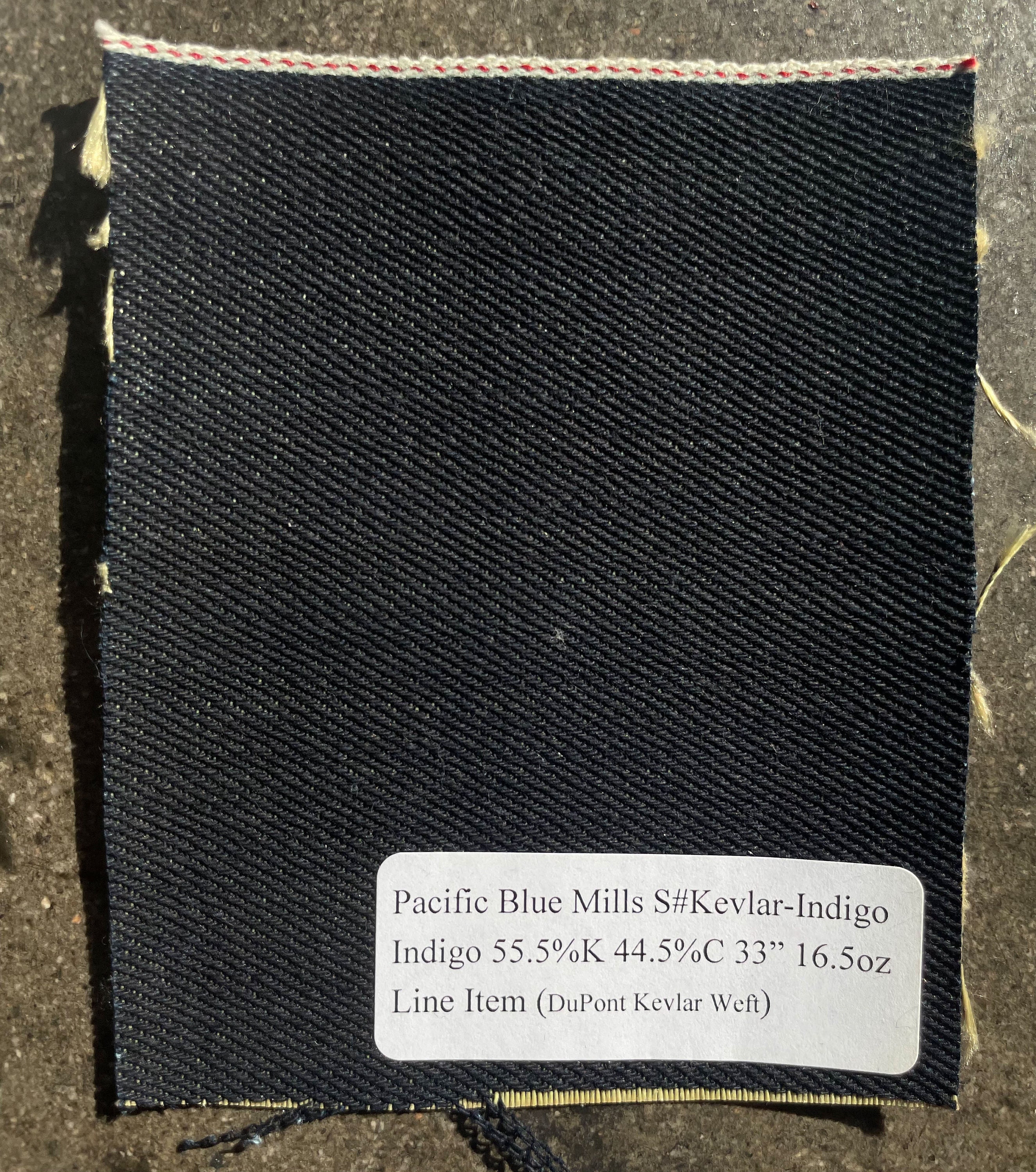 2 Yards Heavy Black Selvedge Denim Yellow Wedt Woven with Kevlar 16.5 oz Kevlar cotton blend