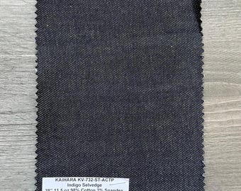 3 Yards Japanese Kaihara Indigo Selvedge Denim 98% C 2 S 11.5 oz 28”