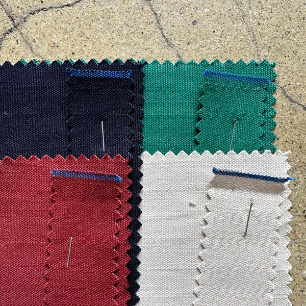 Japanese selvedge canvas fabric in Dark Red, Natural, Green, Navy 100% Cotton 5 yards 10 oz 30.5