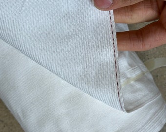 5  yardsWhite Selvedge Corduroy fabric 100% cotton 9-10 oz  41-42”