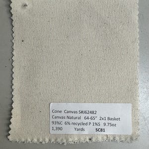 3 Yards Cone Natural Canvas Fabric 9.75 oz 93% Cotton 6 Recycled Poly 1 spandex 64”