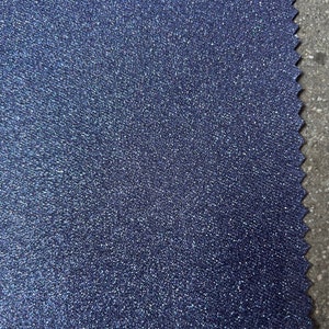 Italian Blue Sparkly Twill Fabric by the yard 7.5 oz shiny coated denim jean fabric black back