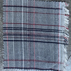 Grey Plaid Twill Herringbone Fabric Wool / Cotton / Poly Blend Fabric by the yard good for suit pants