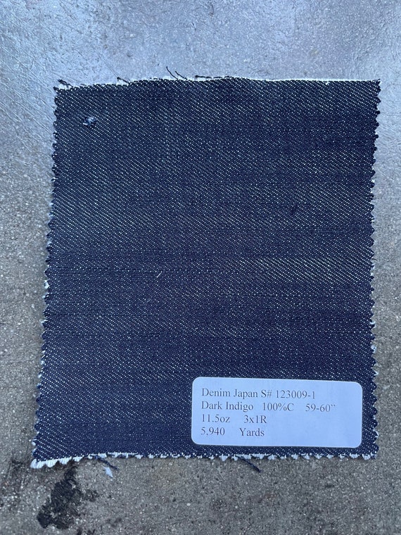 Denim Japan Dark Indigo 100 Cotton Denim fabric by the yard 11.5 oz Jean Fabric 60 in bolt