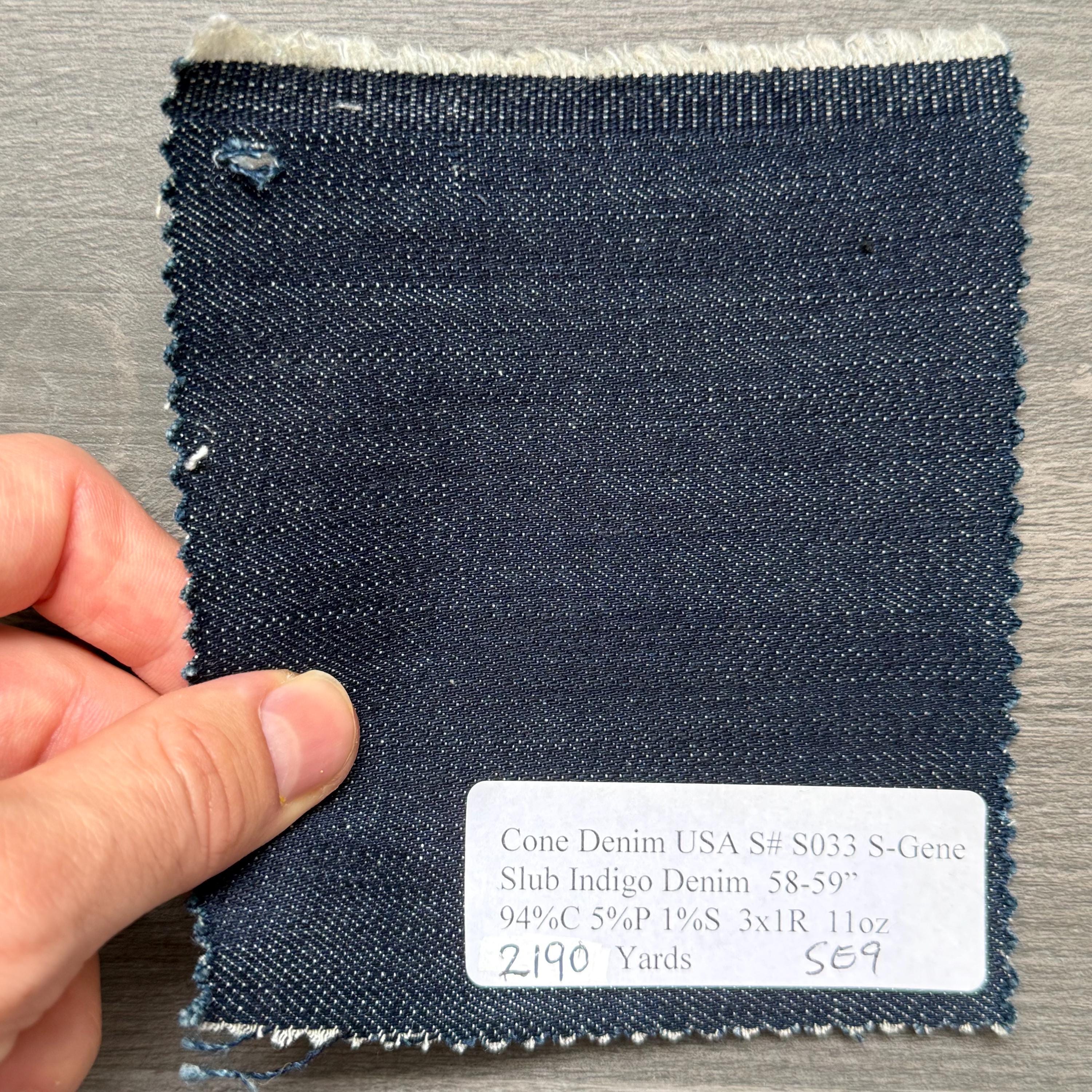 3 Yards American Slub Indigo Cone Denim Fabric - 11 Oz, 58-89