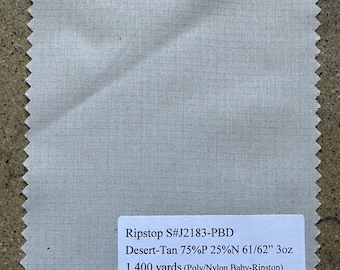 Lightweight Desert Tan Ripstop fabric 75 Poly 25 Nylon 61-62" 3 oz 5 Yards