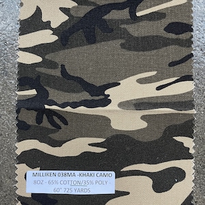 Milliken Khaki Camo twill camo fabric per 3 yards 65 cotton 35 poly 60"