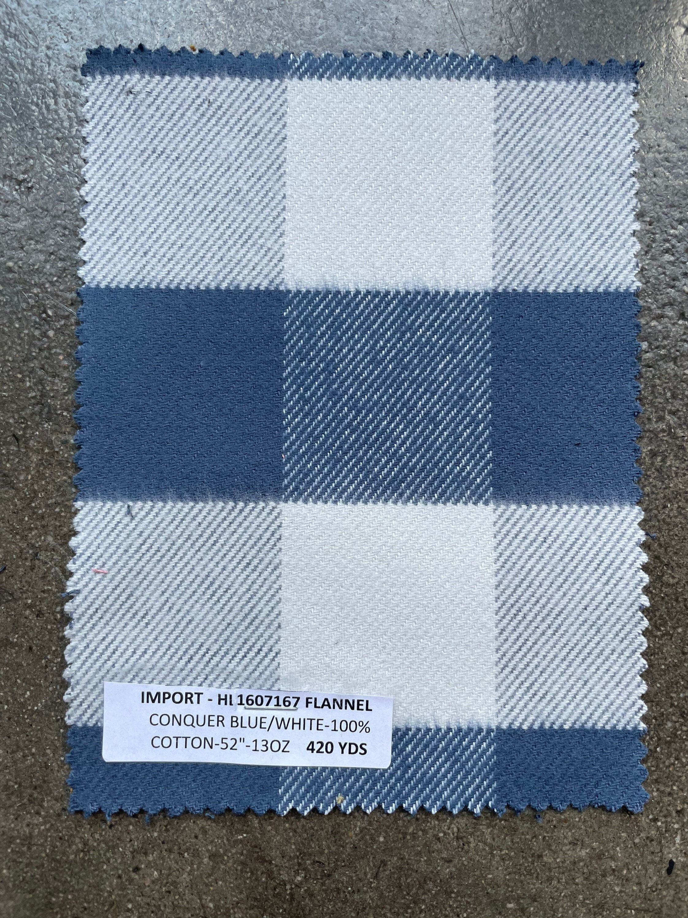 3 yards White and blue plaid fabric white flannel fabric 100% cotton 13 oz