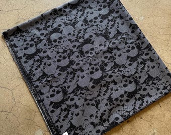 Skull Denim Fabric by the yard Indigo denim with Skull Print Cotton Poly 10.5 oz 3 yards