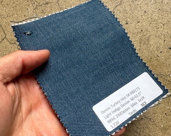 Light Indigo Denim Fabric: 10oz Cotton Elastane Isko - 3 Yards