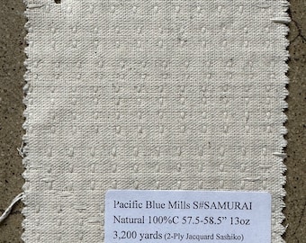 2 Ply Jacquard SASHIKO Natural 100% Cotton 57-58 13oz 5 yards