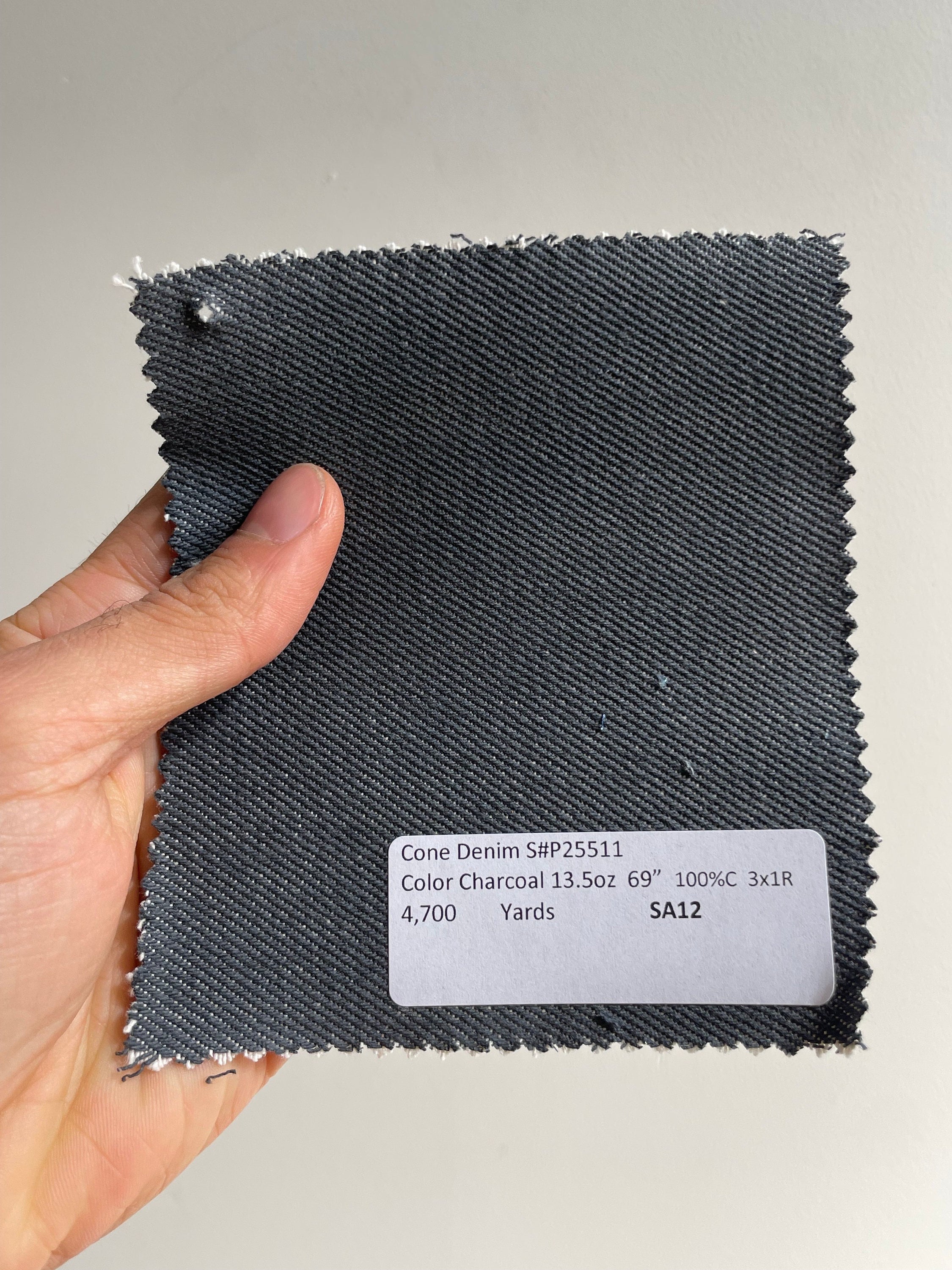 Charcoal Cone Denim Fabric 69" 100%C 3x1R 13.5 oz Heavyweight Grey Denim Fabric