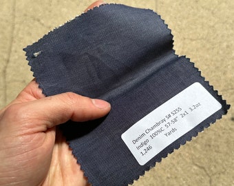 Tessuto chambray denim indaco, 100% cotone, grammatura per camicie - 57"