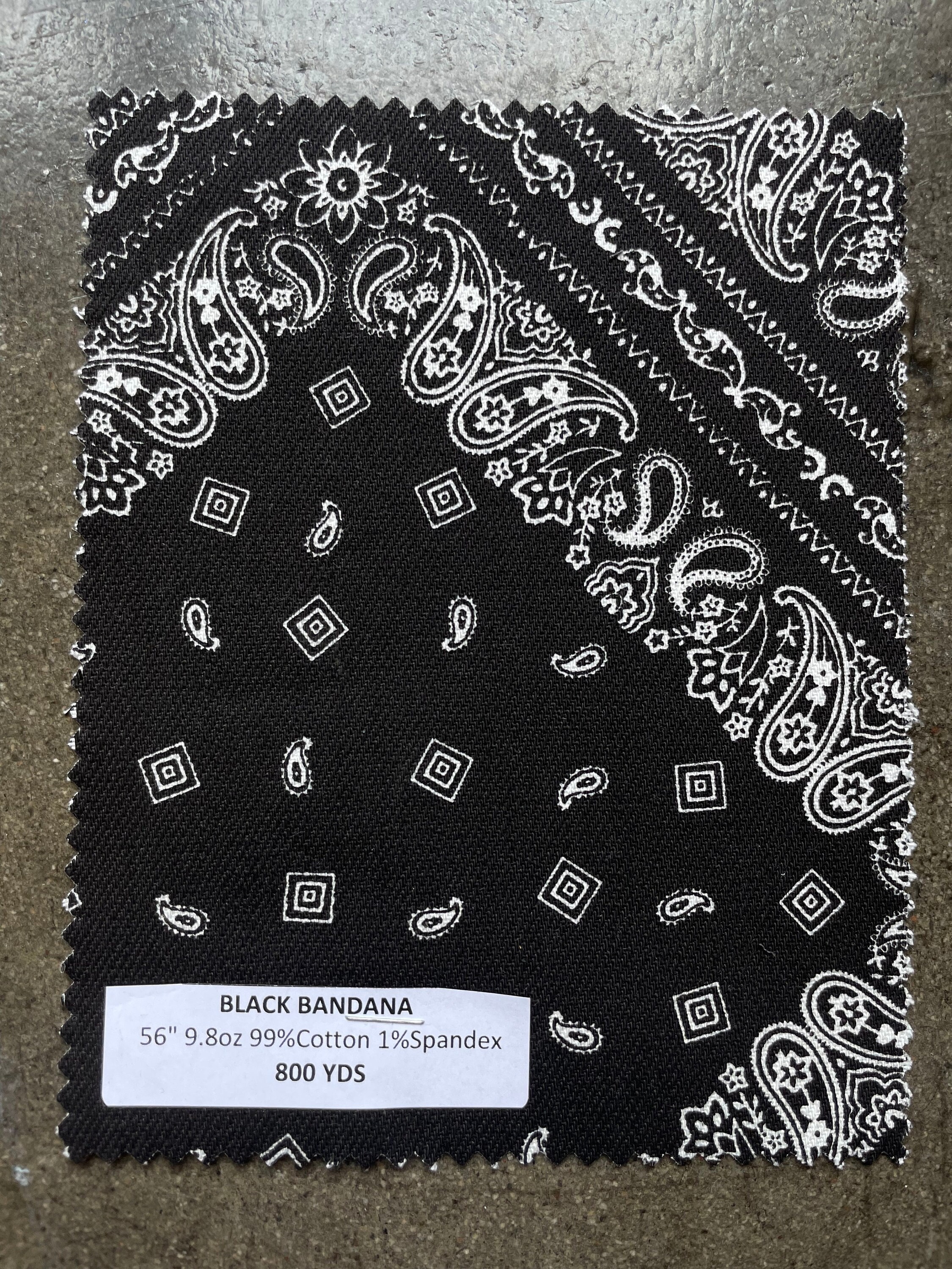 Black Bandana Denim Fabric by the Yard 