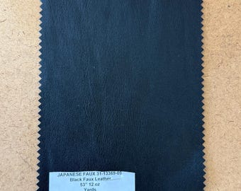 3 YARDS Black Faux Leather / Vegan Leather Fabric 12 oz 53”