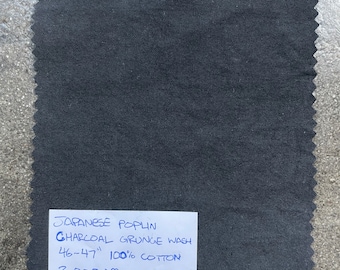 Japanese Poplin / Charcoal Grunge Wash 100% cotton fabric by the yard 46-47”