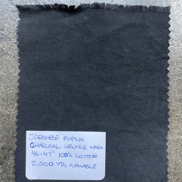 Japanese Poplin / Charcoal Grunge Wash 100% cotton fabric by the yard 46-47”