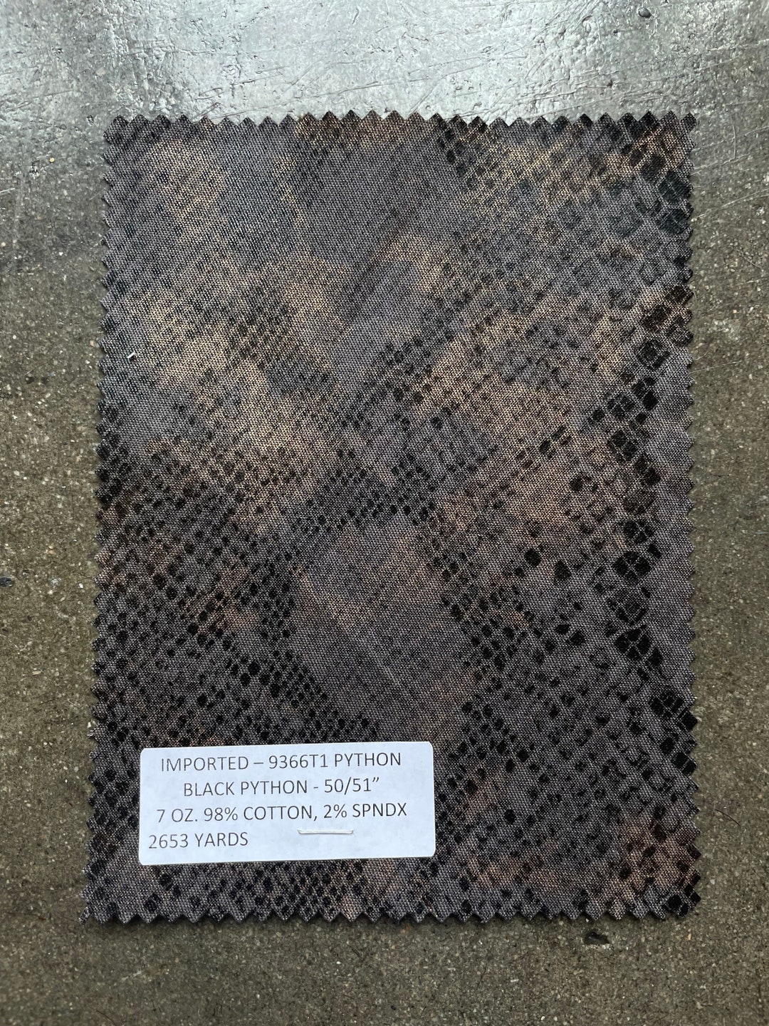 Brown Python Coated Denim Fabric by the Yard 7 Oz Denim Snakeskin 98 ...