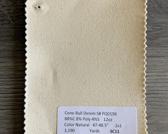 3 Yards Cone Bull Denim Natural 88%C 8Poly 4S 12oz 47-48.5oz