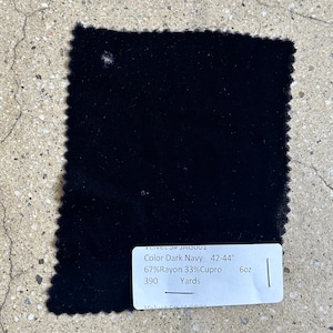 3 jardas de tecido de veludo azul marinho escuro elástico 6 oz 42-44” 67 Rayon 33 cupro