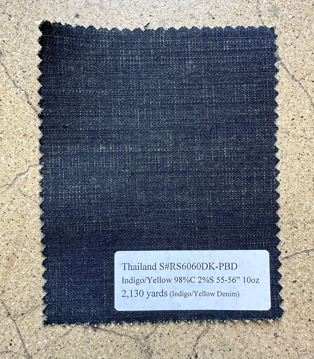 Indigo/yellow Cross Hatch Denim Thailand 98%cotton 2 Spandex 55-56