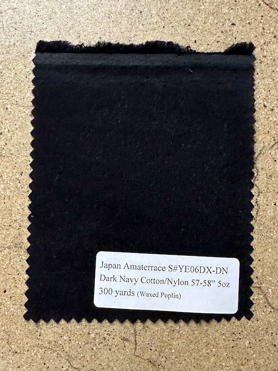 5 Yards Japanese Dark Navy Waxed Poplin 5 Oz Cotton / Nylon 57/58