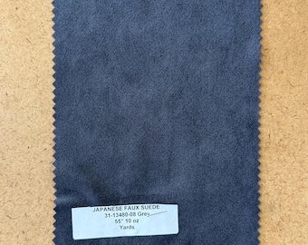 3 YARDS Grey Faux Suede / Vegan Suede Fabric 10 oz 55”