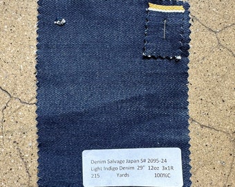 Japanese Yellow Selvedge Indigo Denim 12 oz 29" fabric by the yard 100% Cotton