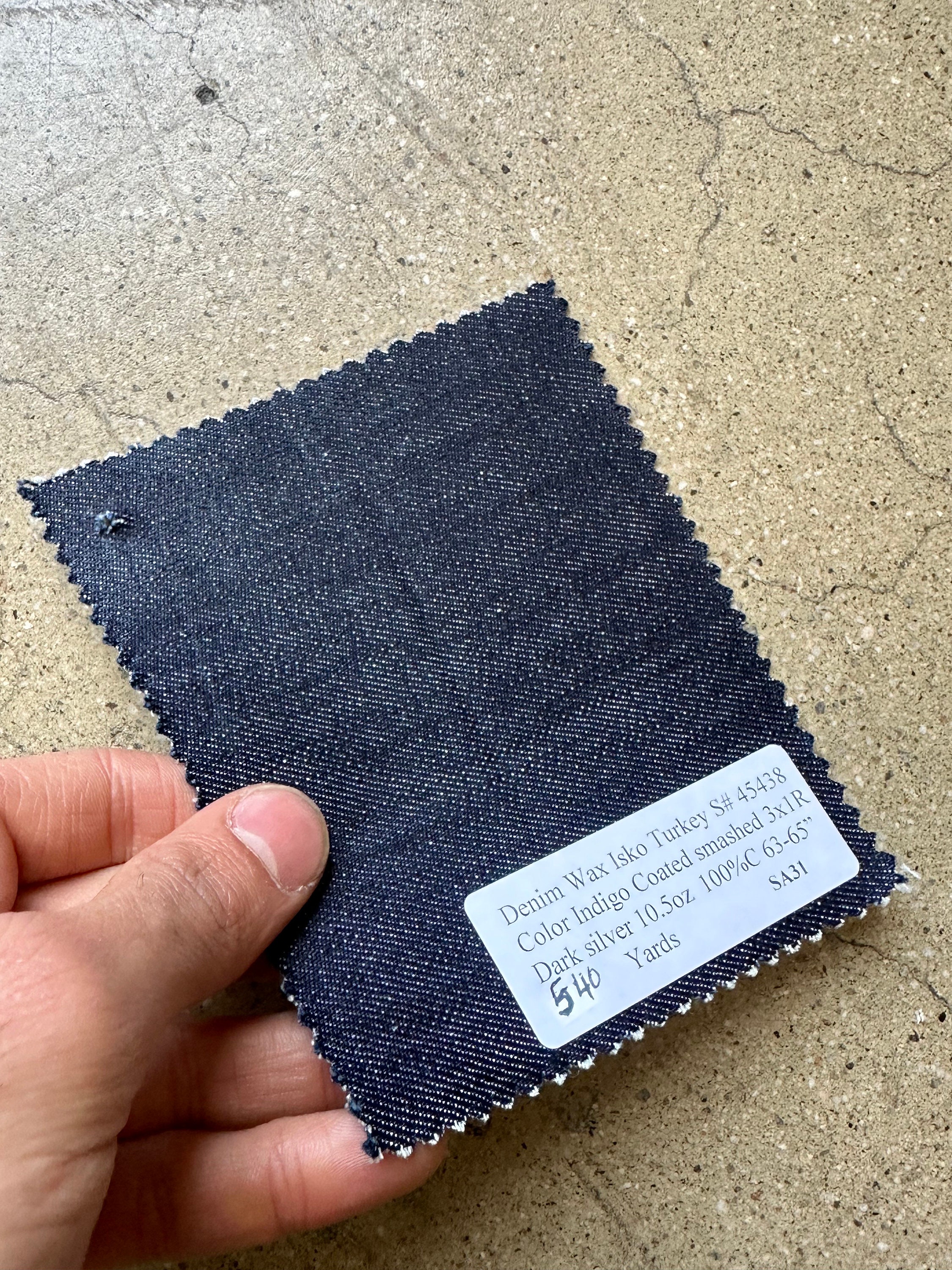 Isko Coated Indigo Denim Fabric 3 Yards Waxed Denim Medium-weight
