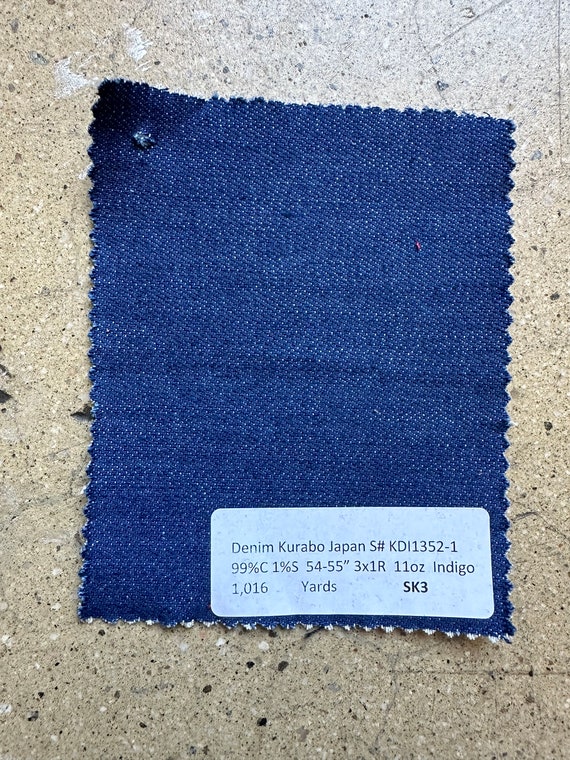 Japanese Denim Fabric Bright Indigo Fabric by the Yard 99% Cotton