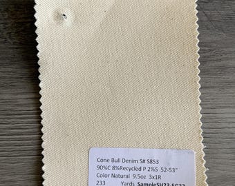 3 Yards Cone Bull Denim Natural 90%C 8Recycled P 2S 9.5oz 52-53”