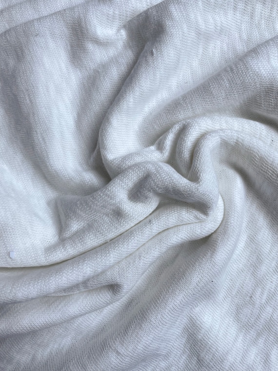 Specialty White Organic Ultra Slub Knit Cotton Heavy Jersey Fabric