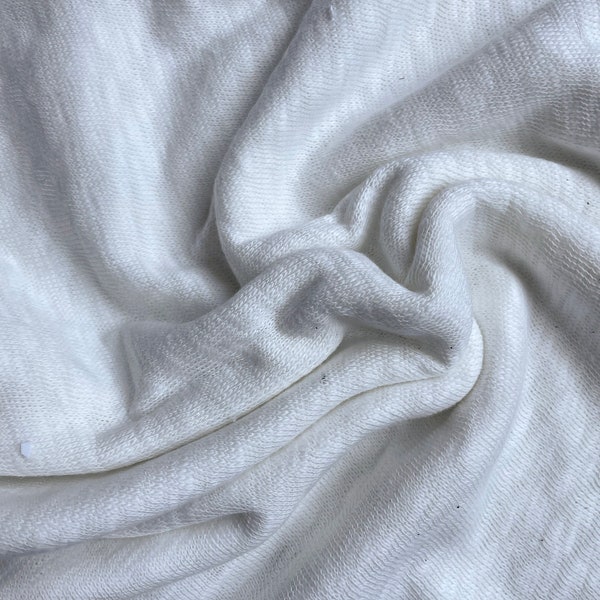 Specialty White Organic Ultra Slub Knit cotton heavy Jersey Fabric by the yard USA MADE good for t-shirts long sleeves etc