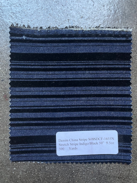 Black velvet striped indigo denim fabric stretch denim oz 50” bolt