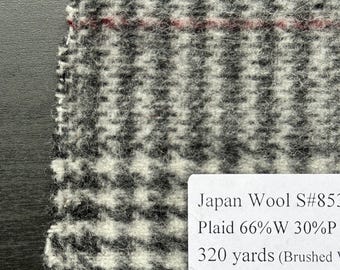 Japanischer Karierter Wollstoff: Schwarz-Grau-Mix (3 Meter).