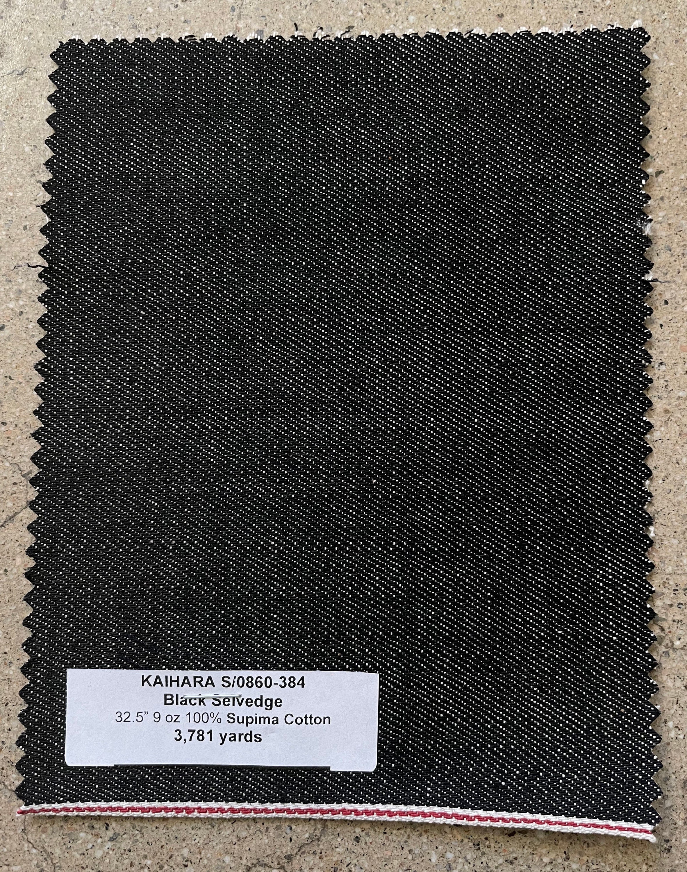 3 Yards Kaihara Black Japanese Selvedge Denim 32