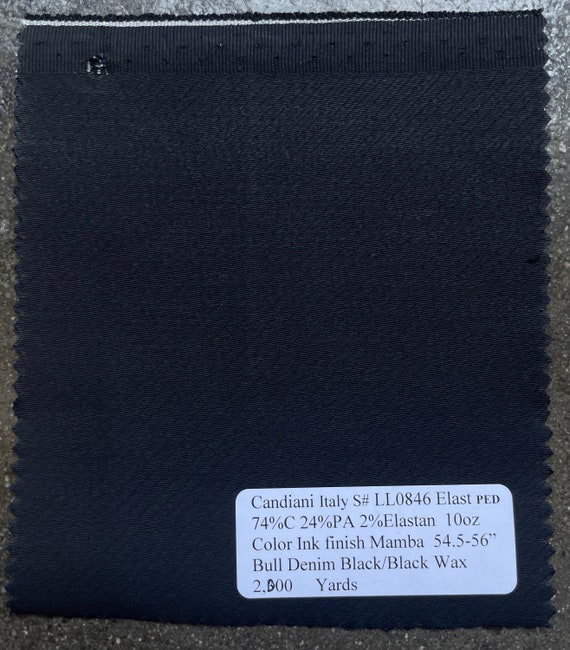 Italian Black Waxed Denim Fabric 10 Oz 55 Cotton Nylon Etsy
