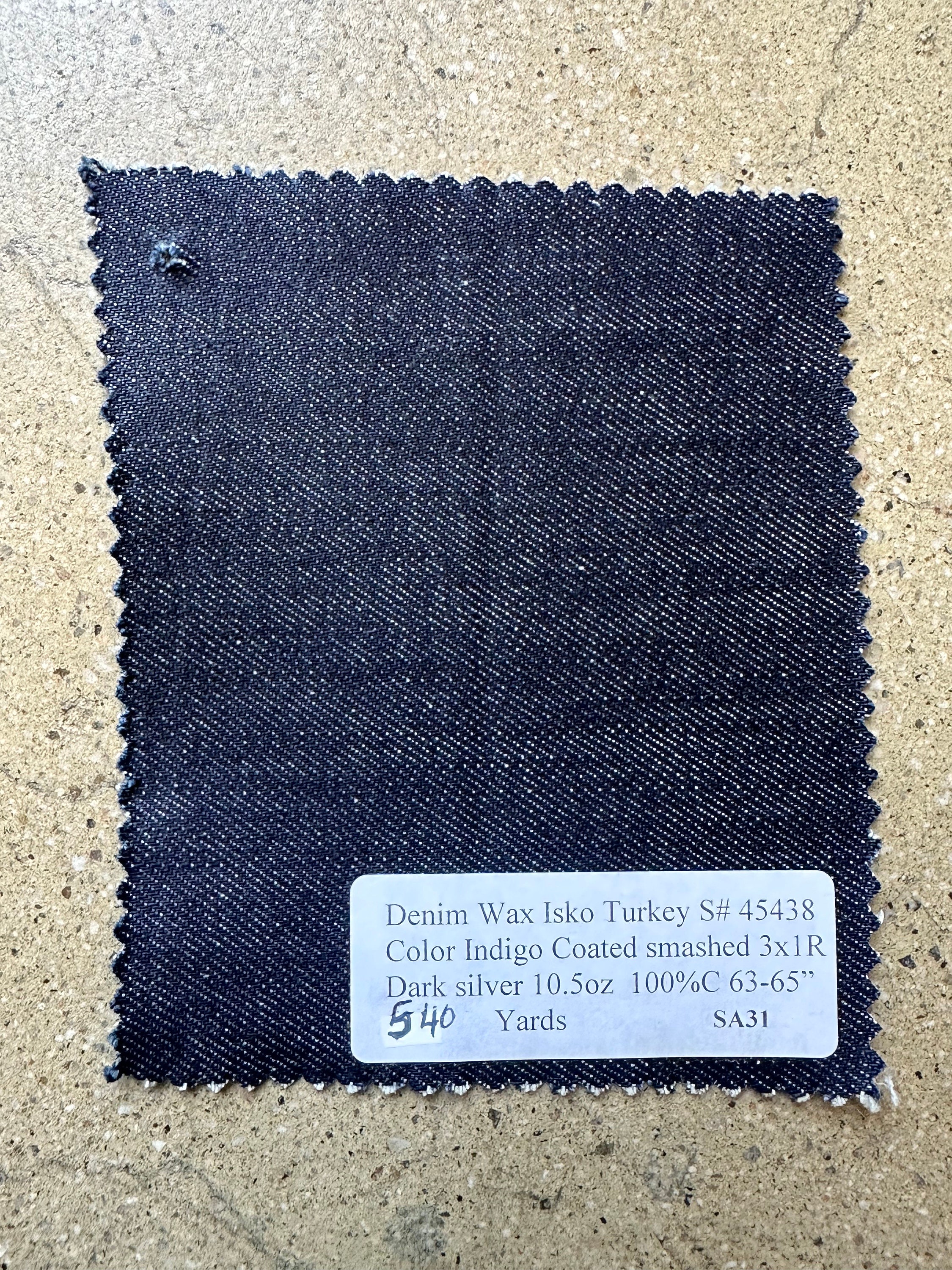 Isko Coated Indigo Denim Fabric 3 Yards Waxed Denim Medium-weight