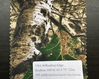 5 Yards USA Real Tree Camo Canvas Fabric 100% cotton 65-75" 12oz Realtree-Edge