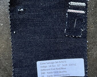 Cone USA White Selvedge Indigo Denim Fabric by the Yard 100% - Etsy