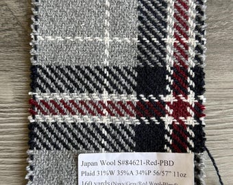 3 Meter japanische rot karierte Wolle 31%
