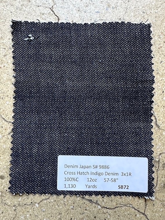 Japanese Denim Fabric Crosshatch Indigo Fabric by the Yard 100