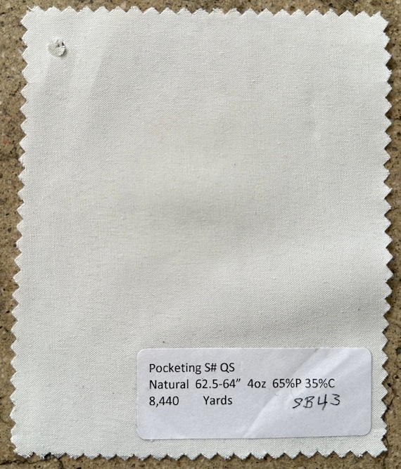 3 Yards Natural Pocketing Cotton 64 Poly 35 62-64