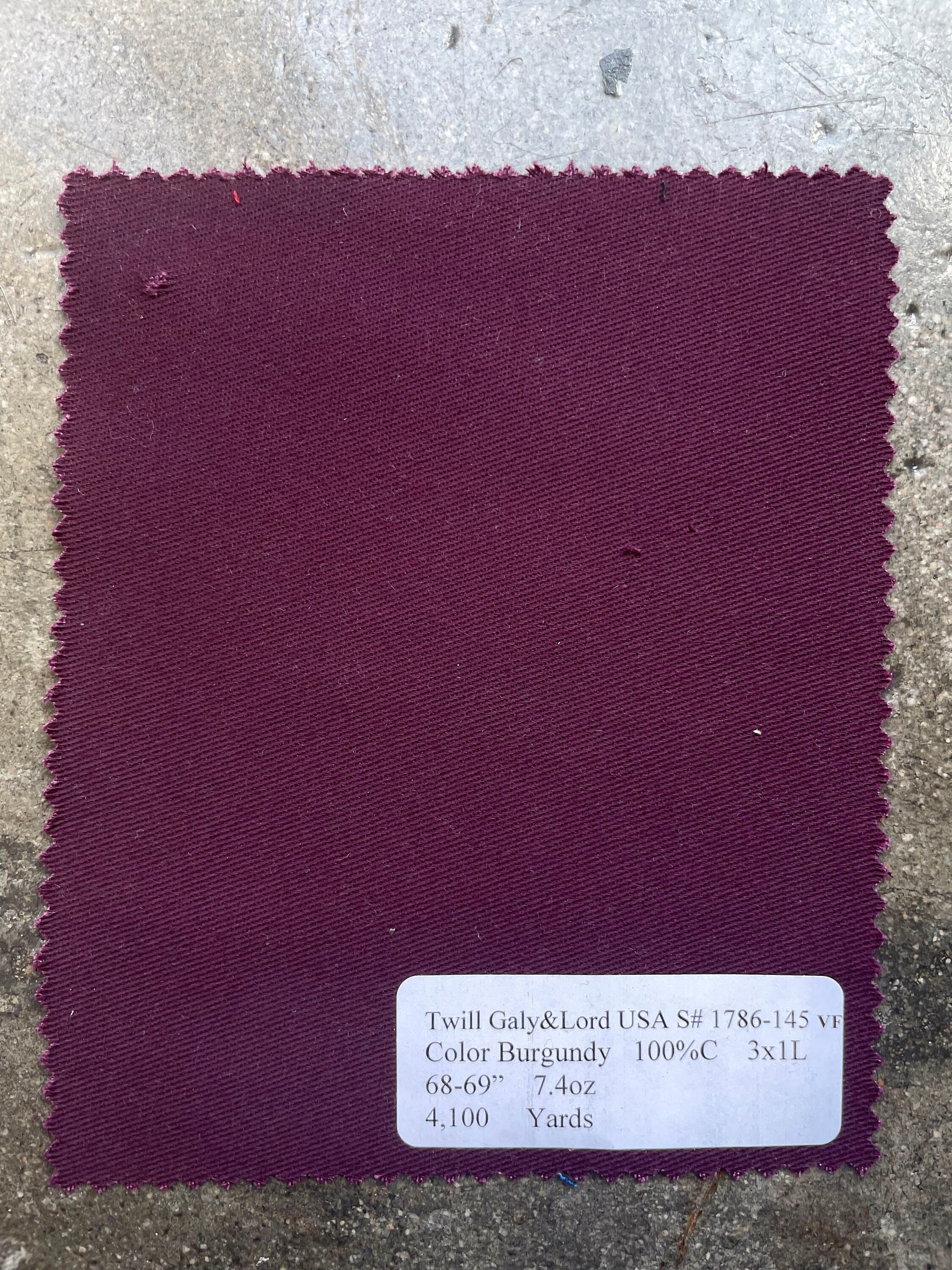 Burgundy Twill Fabric 3 Yards 7.4 Oz 100% Cotton 68 in Burgundy Twill Fabric 3 Yards 7.4 Oz 100% Cotton 68 in