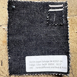3 Yards Japanese Selvedge Denim Pink / red Selvedge 12oz 100% cotton 32.5&quot; raw denim fabric good for jeans, jackets