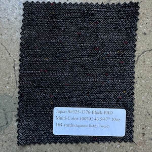 Japanese Black Dobby Tweed Fabric 5 yards 46-47” 10 oz
