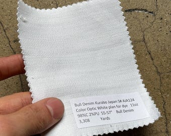 3 Yards White Bull Denim Fabric, Kurabo Japan, 11oz Cotton Blend 98-2 , 55-57" Width
