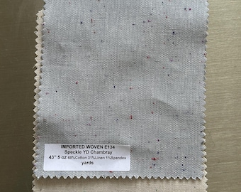 3 YARDS Speckled Chanbray shirting fabric Cotton / Linen Blend