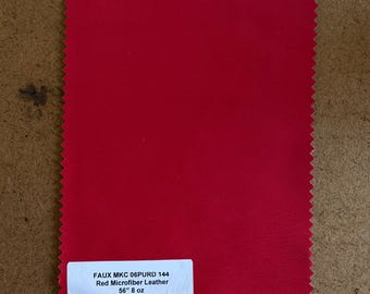 3 Yards Faux Leather Red Microfiber 8oz 56”
